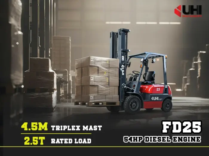 FD25 2.5T Forklift with 4.5m Triplex Mast | UHI Machinery