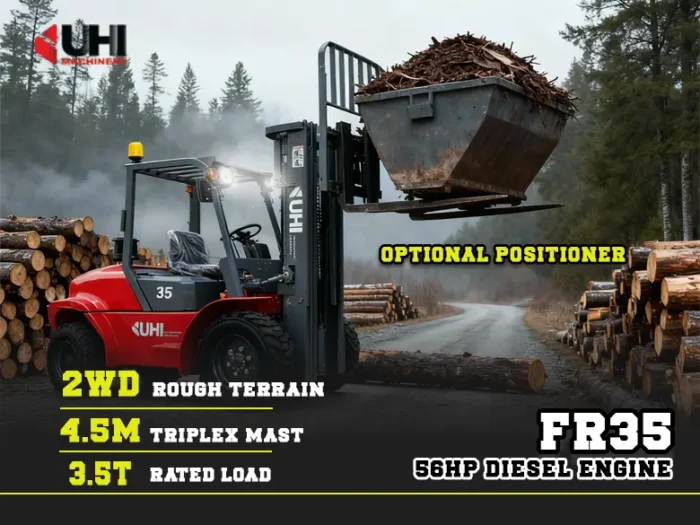FR35 3.5T 2WD Rough Terrain Forklift with 4.5m Mast | UHI Machinery