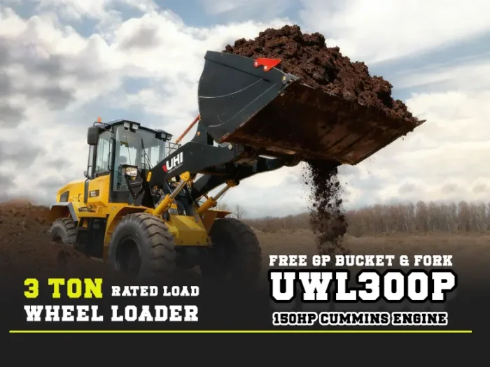 UWL300P 3.0T Wheel Loader with 150HP Cummins Engine | UHI Machinery