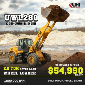 UWL280 2.8T Wheel Loader with 130HP Cummins Engine | UHI Machinery