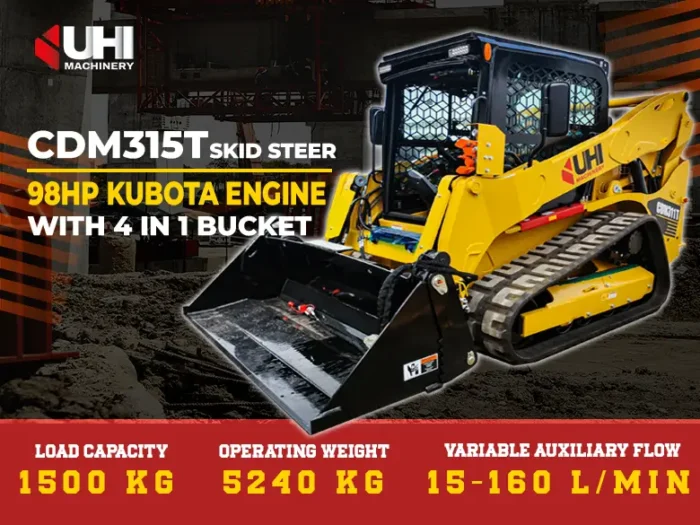 CDM315T 1.5T Tracked Skid Steer Loader with 98HP Kubota Engine | UHI