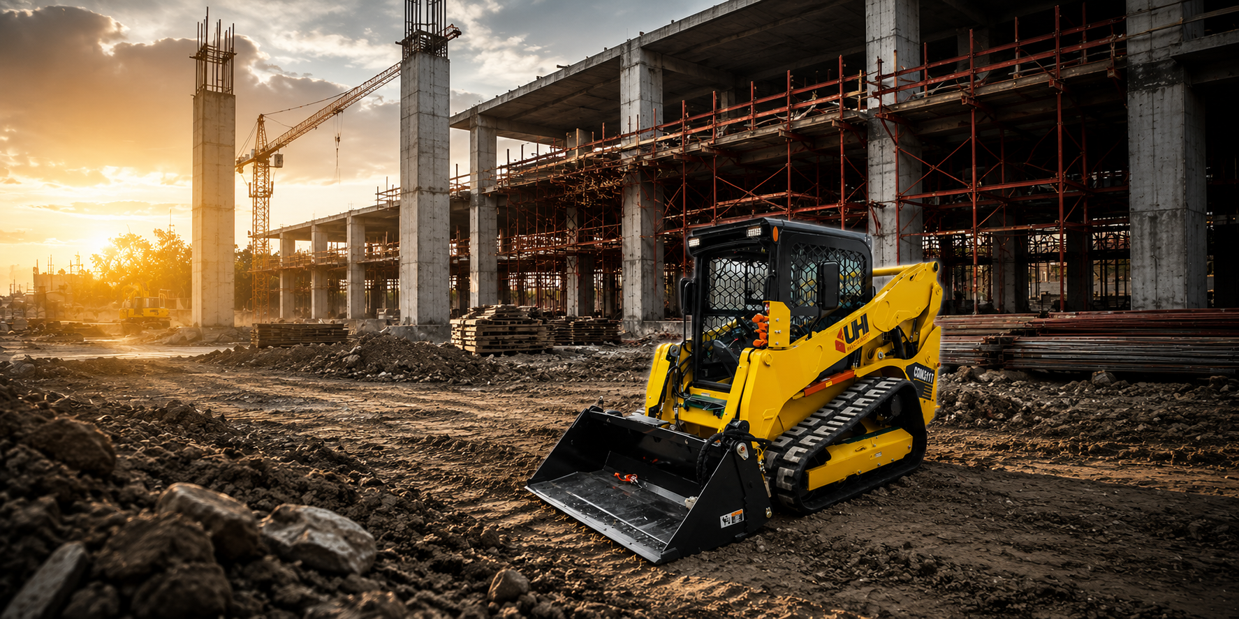 UHI skid steer loader working on an Australian construction site